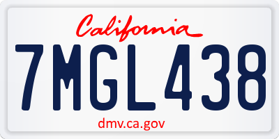 CA license plate 7MGL438