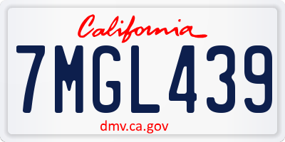 CA license plate 7MGL439