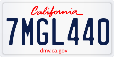 CA license plate 7MGL440