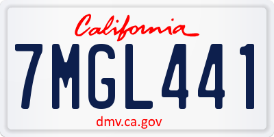 CA license plate 7MGL441