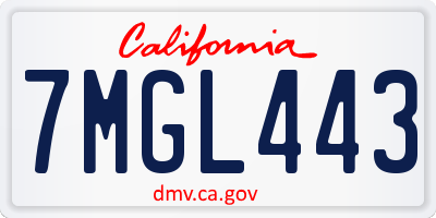 CA license plate 7MGL443