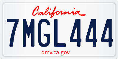 CA license plate 7MGL444