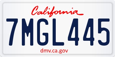 CA license plate 7MGL445