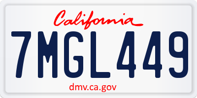 CA license plate 7MGL449