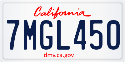 CA license plate 7MGL450