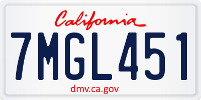 CA license plate 7MGL451