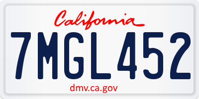 CA license plate 7MGL452