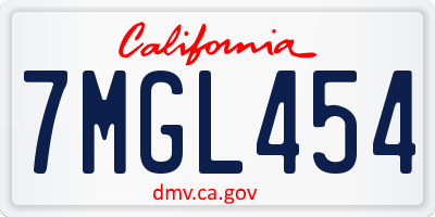 CA license plate 7MGL454