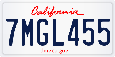 CA license plate 7MGL455