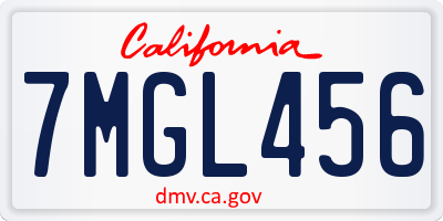 CA license plate 7MGL456