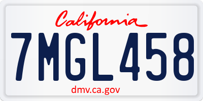 CA license plate 7MGL458
