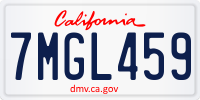 CA license plate 7MGL459