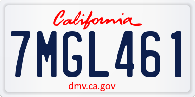 CA license plate 7MGL461