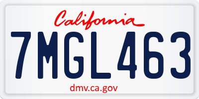 CA license plate 7MGL463