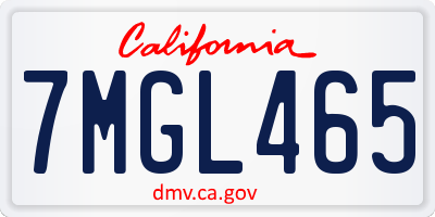 CA license plate 7MGL465