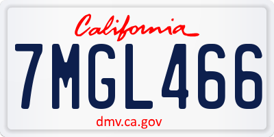 CA license plate 7MGL466