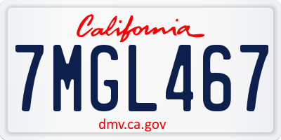 CA license plate 7MGL467