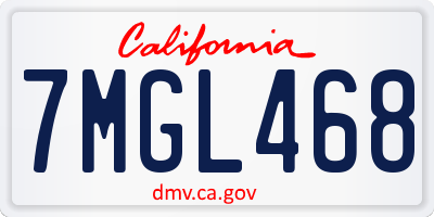 CA license plate 7MGL468