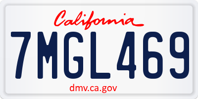 CA license plate 7MGL469