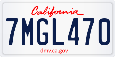 CA license plate 7MGL470
