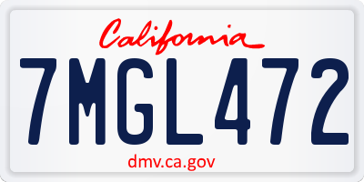 CA license plate 7MGL472