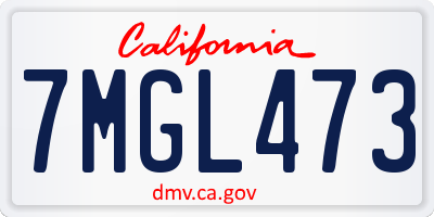 CA license plate 7MGL473