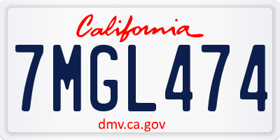 CA license plate 7MGL474