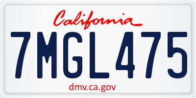 CA license plate 7MGL475