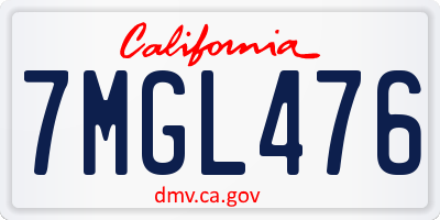 CA license plate 7MGL476