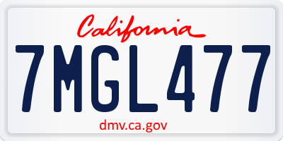 CA license plate 7MGL477