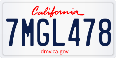 CA license plate 7MGL478
