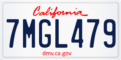 CA license plate 7MGL479