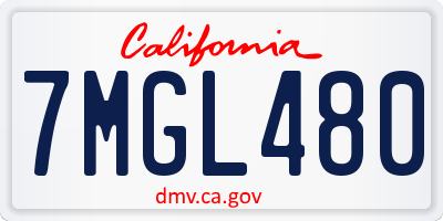 CA license plate 7MGL480