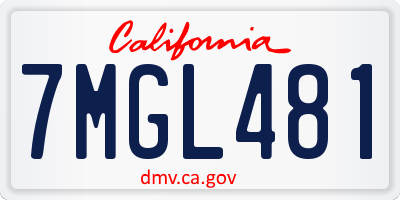 CA license plate 7MGL481