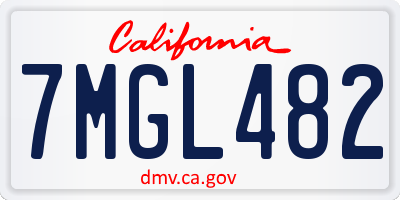 CA license plate 7MGL482