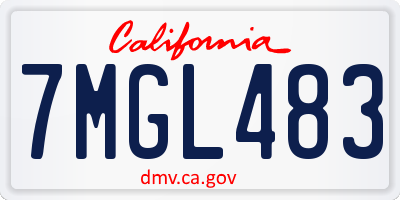 CA license plate 7MGL483