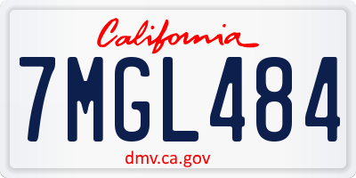 CA license plate 7MGL484