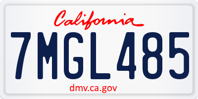 CA license plate 7MGL485