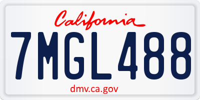 CA license plate 7MGL488