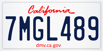 CA license plate 7MGL489