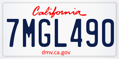 CA license plate 7MGL490