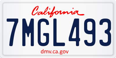 CA license plate 7MGL493