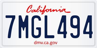 CA license plate 7MGL494