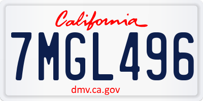 CA license plate 7MGL496
