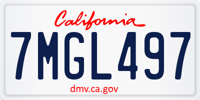 CA license plate 7MGL497