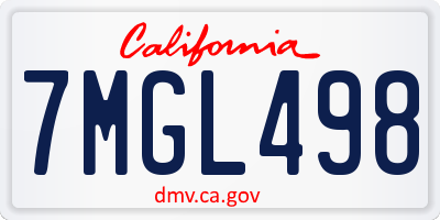 CA license plate 7MGL498