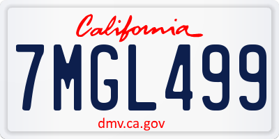CA license plate 7MGL499