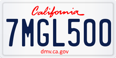 CA license plate 7MGL500