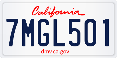 CA license plate 7MGL501