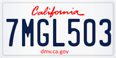 CA license plate 7MGL503